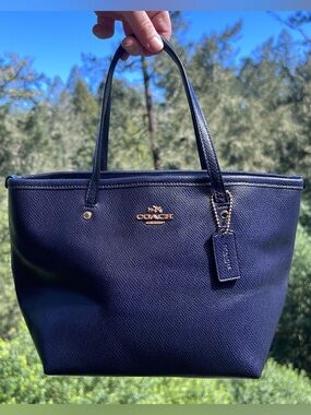 COACH Shoulder Bag Leather Mini City Tote Blue w Gold Hardware F34871 AUTHENTIC